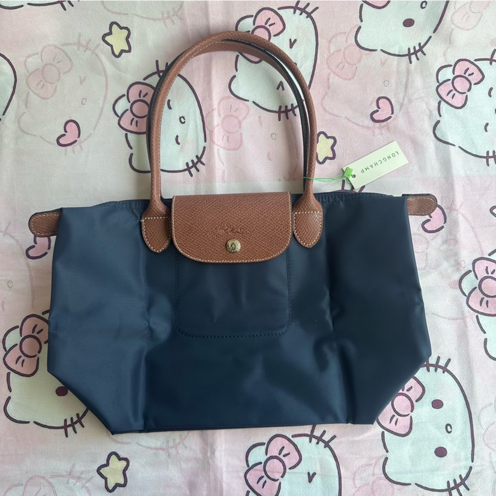 Longchamp Navy Canvas Tote Shoulder Bag